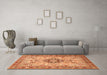 Machine Washable Medallion Orange Traditional Area Rugs in a Living Room, wshtr2918org