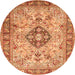 Square Medallion Orange Traditional Rug, tr2918org