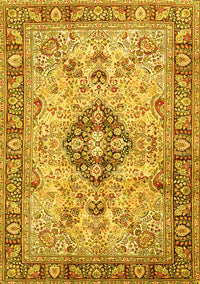 Medallion Yellow Traditional Rug, tr2918yw