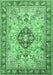 Machine Washable Medallion Emerald Green Traditional Area Rugs, wshtr2918emgrn