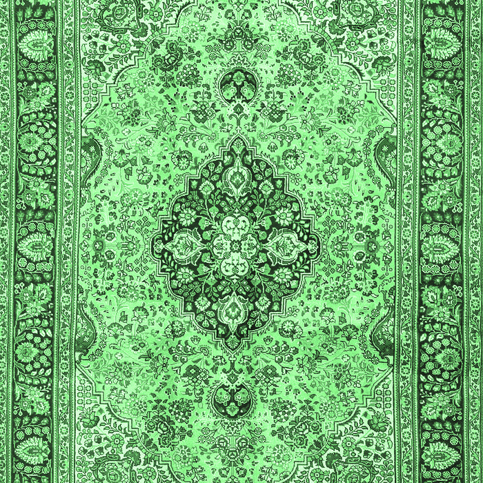Machine Washable Medallion Emerald Green Traditional Area Rugs, wshtr2918emgrn