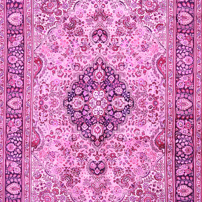 Machine Washable Medallion Pink Traditional Rug, wshtr2918pnk