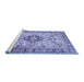 Sideview of Machine Washable Medallion Blue Traditional Rug, wshtr2918blu