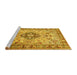 Sideview of Machine Washable Medallion Yellow Traditional Rug, wshtr2918yw