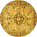 Round Medallion Yellow Traditional Rug, tr2918yw