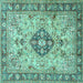 Square Medallion Turquoise Traditional Rug, tr2918turq