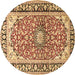 Round Medallion Brown Traditional Rug, tr2919brn