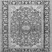 Round Machine Washable Medallion Gray Traditional Rug, wshtr2919gry