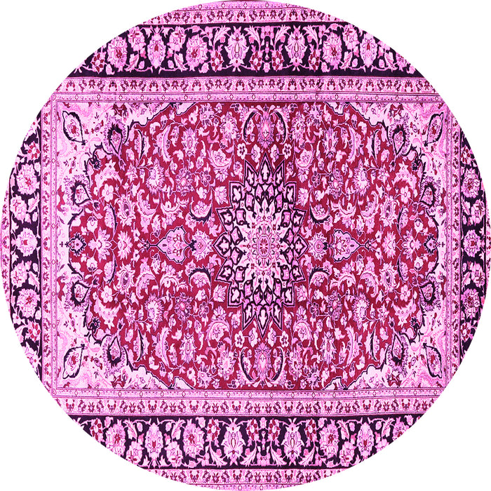 Round Medallion Pink Traditional Rug, tr2919pnk