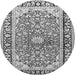 Machine Washable Medallion Gray Traditional Rug, wshtr2919gry