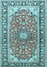 Machine Washable Medallion Light Blue Traditional Rug, wshtr2919lblu