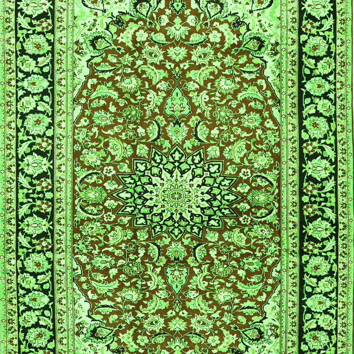 Serging Thickness of Machine Washable Medallion Green Traditional Area Rugs, wshtr2919grn