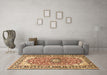 Machine Washable Medallion Brown Traditional Rug in a Living Room,, wshtr2919brn