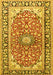 Machine Washable Medallion Yellow Traditional Rug, wshtr2919yw