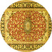Round Medallion Yellow Traditional Rug, tr2919yw