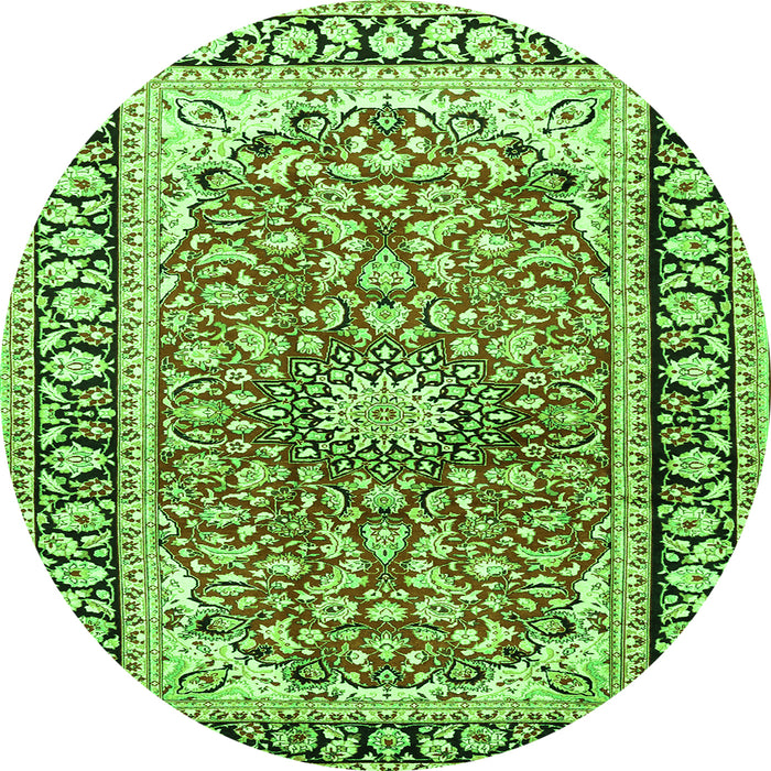 Square Medallion Green Traditional Rug, tr2919grn