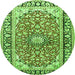 Square Medallion Green Traditional Rug, tr2919grn