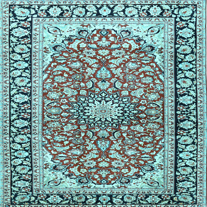 Square Medallion Light Blue Traditional Rug, tr2919lblu