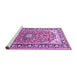 Sideview of Machine Washable Medallion Purple Traditional Area Rugs, wshtr2919pur