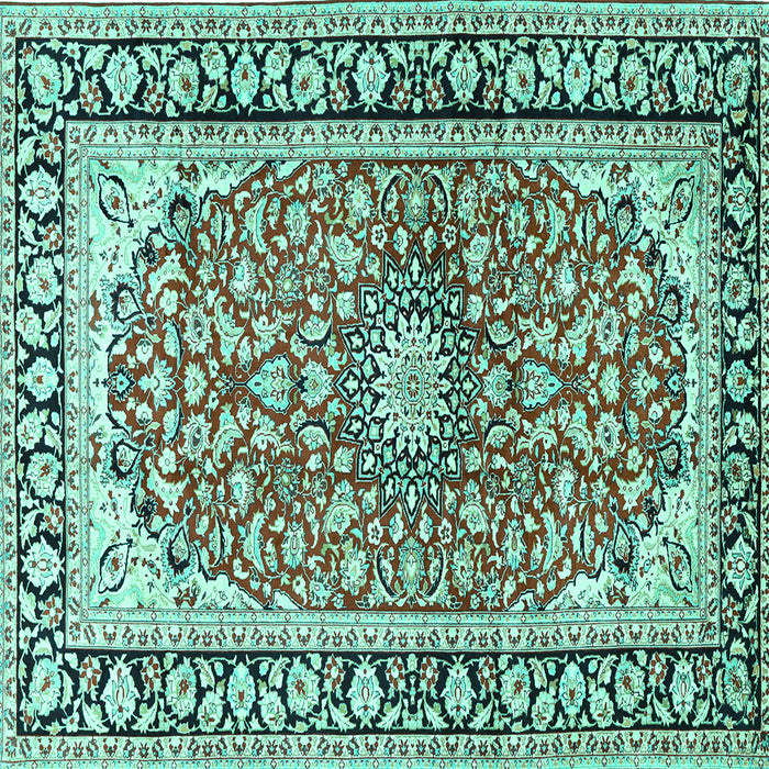Square Medallion Turquoise Traditional Rug, tr2919turq