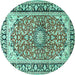 Round Medallion Turquoise Traditional Rug, tr2919turq