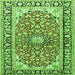 Serging Thickness of Medallion Green Traditional Rug, tr2919grn