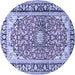 Round Medallion Blue Traditional Rug, tr2919blu