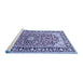 Sideview of Machine Washable Medallion Blue Traditional Rug, wshtr2919blu