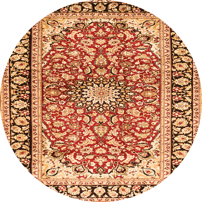 Machine Washable Medallion Orange Traditional Area Rugs, wshtr2919org