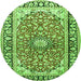 Machine Washable Medallion Green Traditional Area Rugs, wshtr2919grn