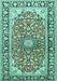 Machine Washable Medallion Turquoise Traditional Area Rugs, wshtr2919turq