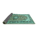 Sideview of Medallion Turquoise Traditional Rug, tr2919turq