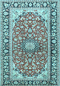 Medallion Light Blue Traditional Rug, tr2919lblu