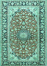 Medallion Turquoise Traditional Rug, tr2919turq