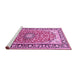 Sideview of Machine Washable Medallion Pink Traditional Rug, wshtr2919pnk