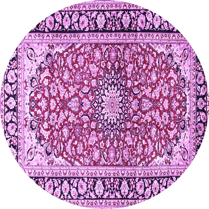 Round Medallion Purple Traditional Rug, tr2919pur