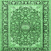 Square Medallion Emerald Green Traditional Rug, tr2919emgrn