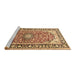 Sideview of Machine Washable Medallion Brown Traditional Rug, wshtr2919brn