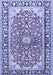 Machine Washable Medallion Blue Traditional Rug, wshtr2919blu