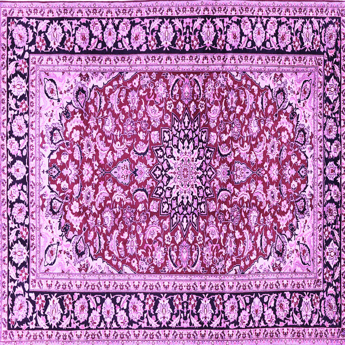 Square Machine Washable Medallion Purple Traditional Area Rugs, wshtr2919pur