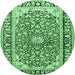 Round Medallion Emerald Green Traditional Rug, tr2919emgrn
