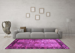 Machine Washable Persian Purple Traditional Area Rugs in a Living Room, wshtr291pur