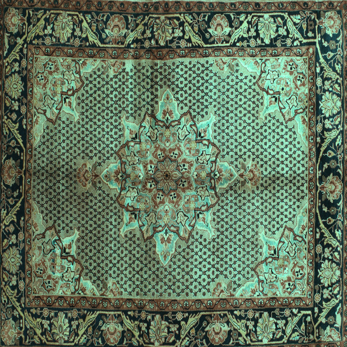 Square Machine Washable Persian Turquoise Traditional Area Rugs, wshtr291turq
