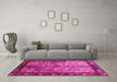 Machine Washable Persian Pink Traditional Rug in a Living Room, wshtr291pnk