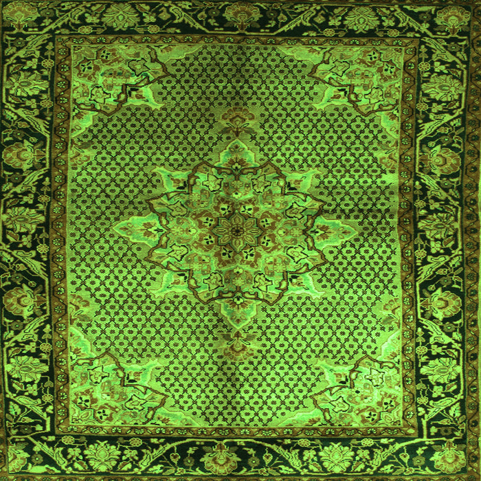 Round Machine Washable Persian Green Traditional Area Rugs, wshtr291grn