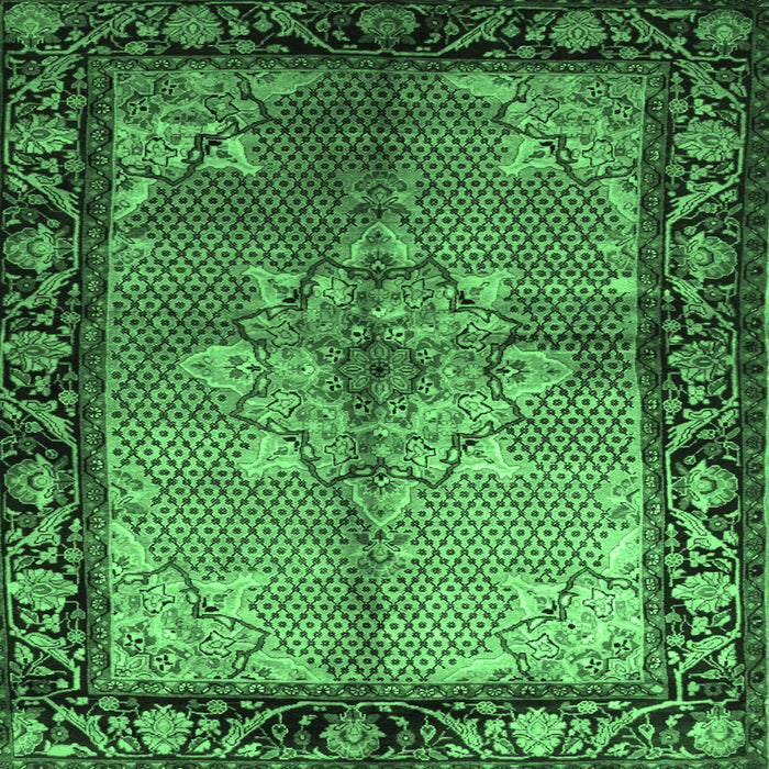 Square Persian Emerald Green Traditional Rug, tr291emgrn