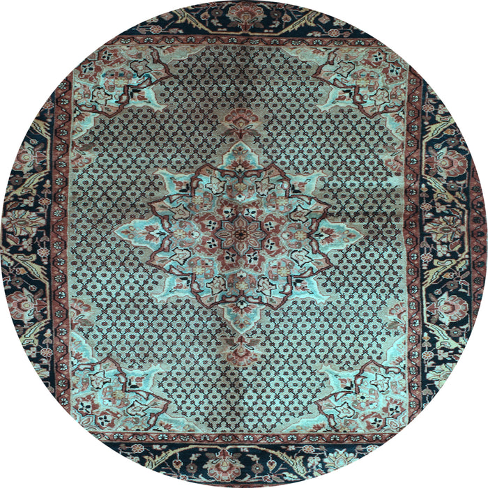 Round Machine Washable Persian Light Blue Traditional Rug, wshtr291lblu