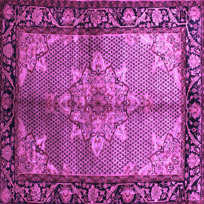 Square Machine Washable Persian Purple Traditional Area Rugs, wshtr291pur
