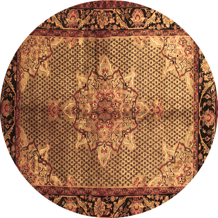Round Persian Brown Traditional Rug, tr291brn