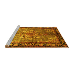 Sideview of Machine Washable Persian Yellow Traditional Rug, wshtr291yw
